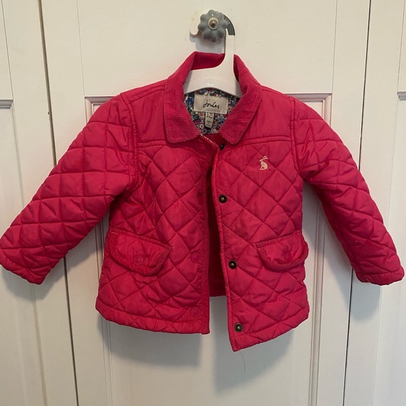 Joules Fuchsia Quilted Jacket with Floral Detail - Picture 1 of 4